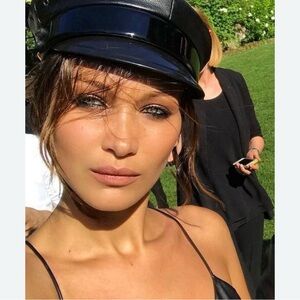 Ruslan Baginskiy Black Leather Baker Boy Cap